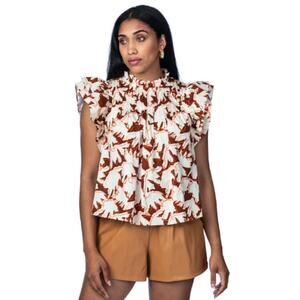 Crosby by Mollie Burch Elsie Top Sycamore Shadows Blouse Size Large